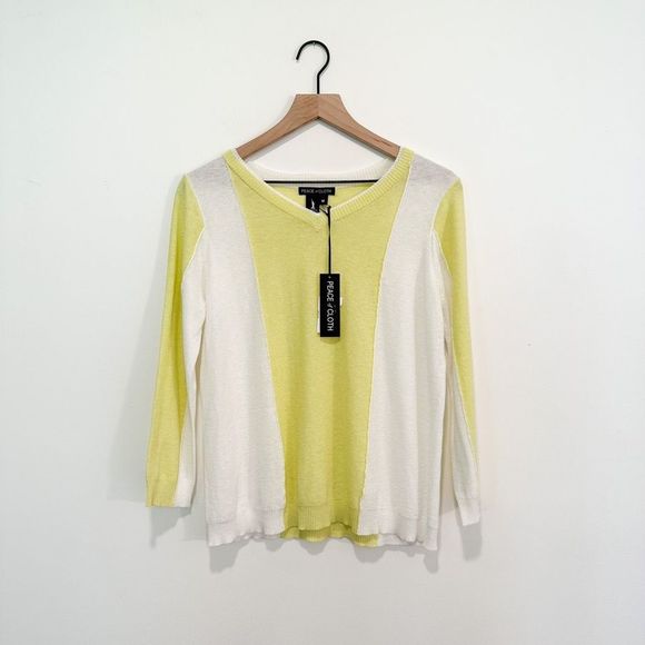 Anthropologie Peace of Cloth Colorblock Lightweight V Neck Sweater NWT Fall Boho - Picture 1 of 9